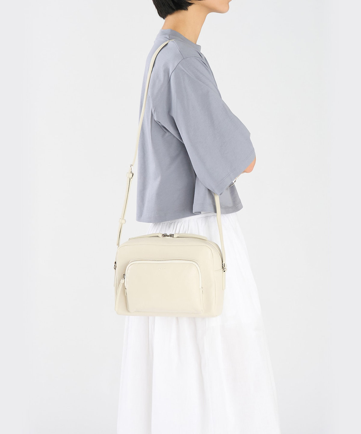 VOYAGE ウィメンズ バッグ＆ウォレット レザー ラージ ショルダーバッグ "Angele" ABS04-03 ホワイト系その他