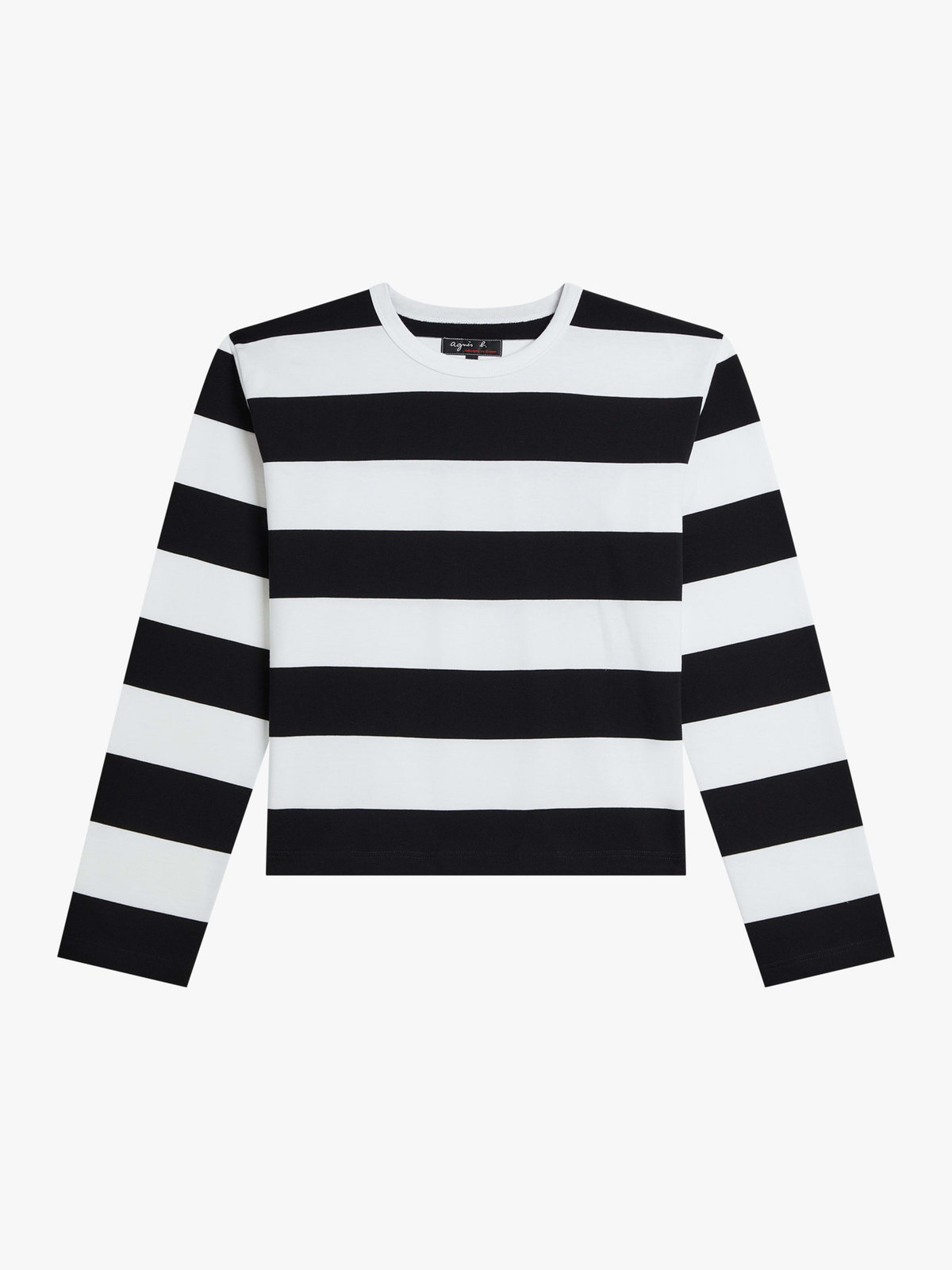 FEMME ウィメンズ 太ボーダー コットン 長袖 Tシャツ "Coolio" ホワイト×ブラック