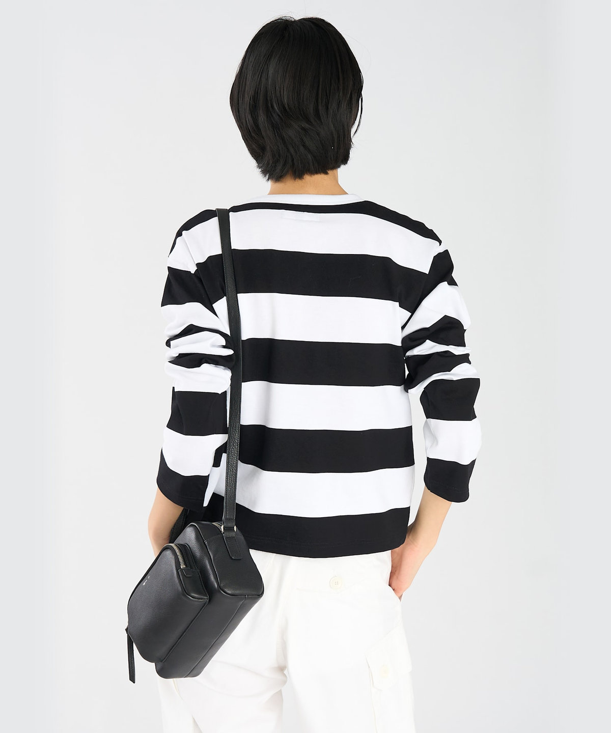 FEMME ウィメンズ 太ボーダー コットン 長袖 Tシャツ "Coolio" ホワイト×ブラック