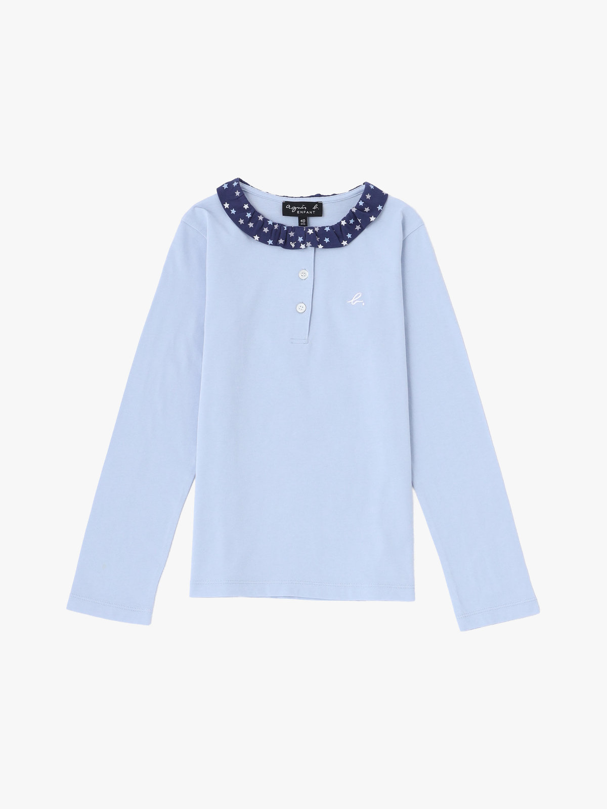 ENFANT ガールズ キッズ "b."ロゴ プリント コットン 長袖 Tシャツ ネイビー