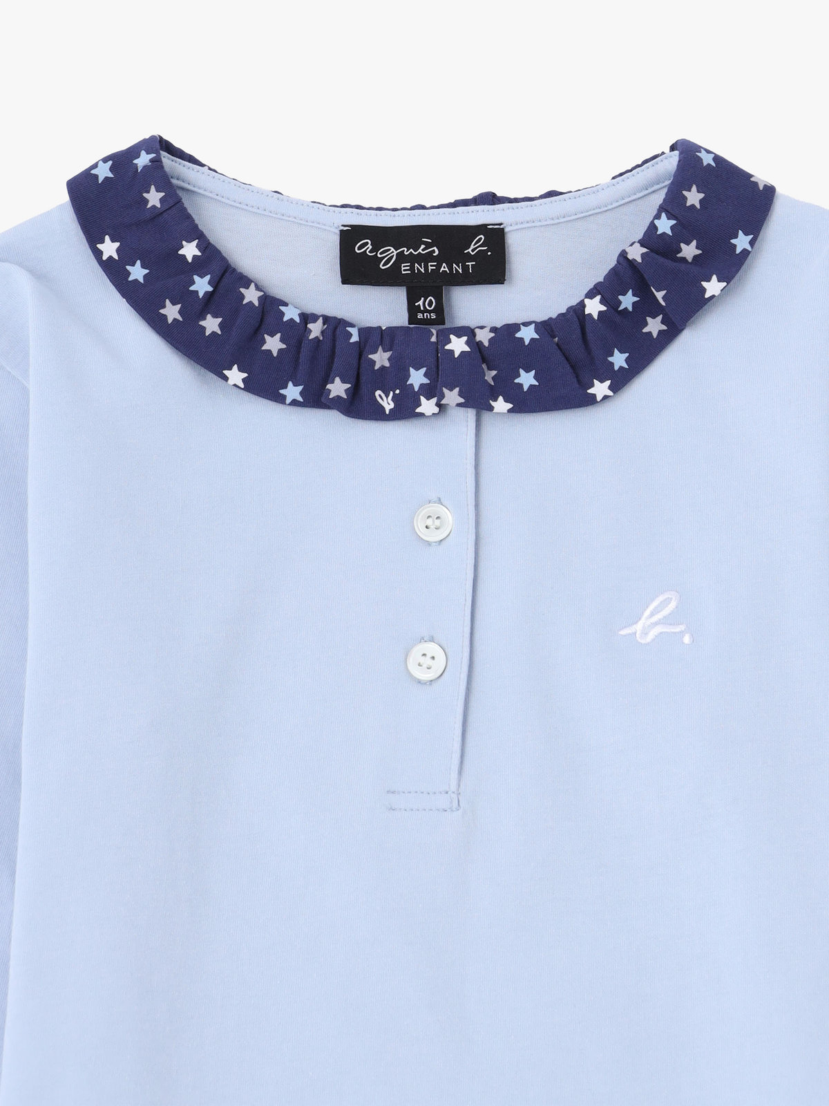 ENFANT ガールズ キッズ "b."ロゴ プリント コットン 長袖 Tシャツ ネイビー