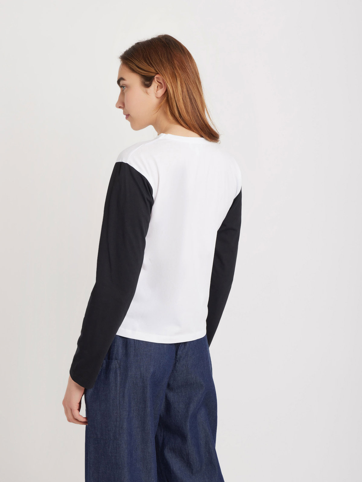 FEMME ウィメンズ プリント コットン 長袖 Tシャツ ”Miroir dor? rayures” ホワイト