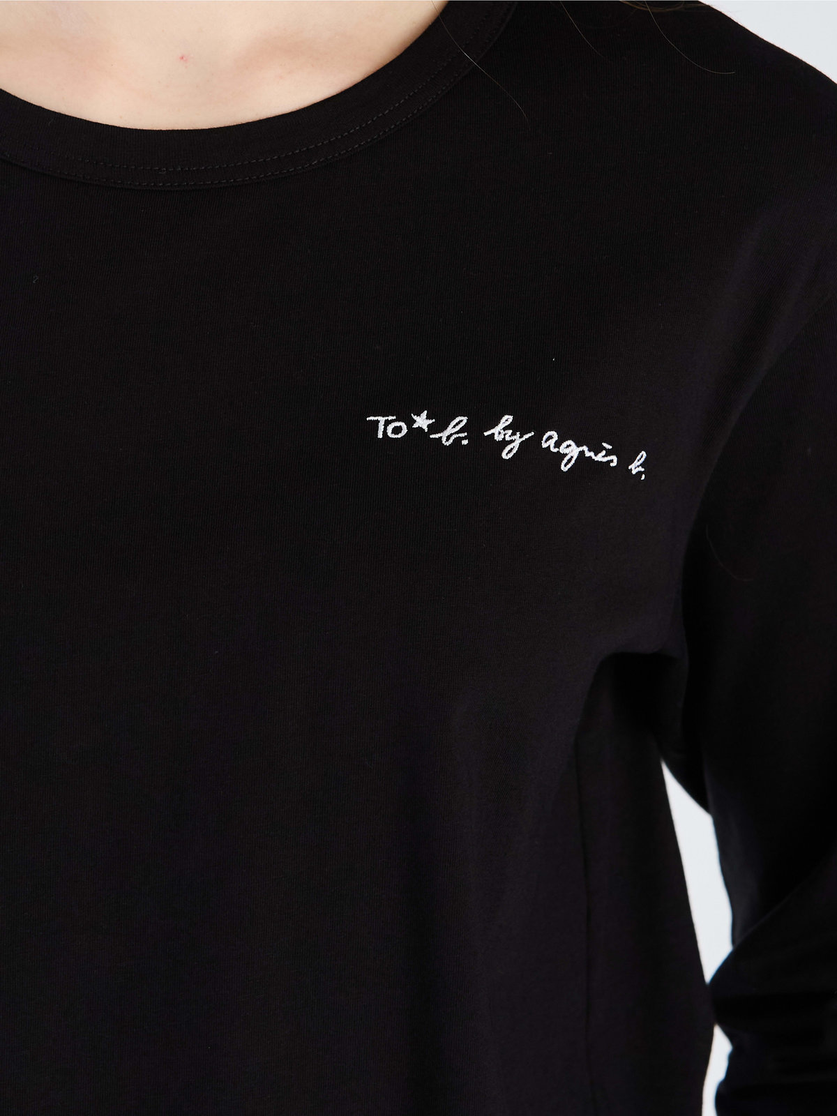 To b. by agnès b. 【Outlet】To b. by agnes b.× green label relaxing オーガニックコットン ロゴ ロングスリーブTシャツ ブラック