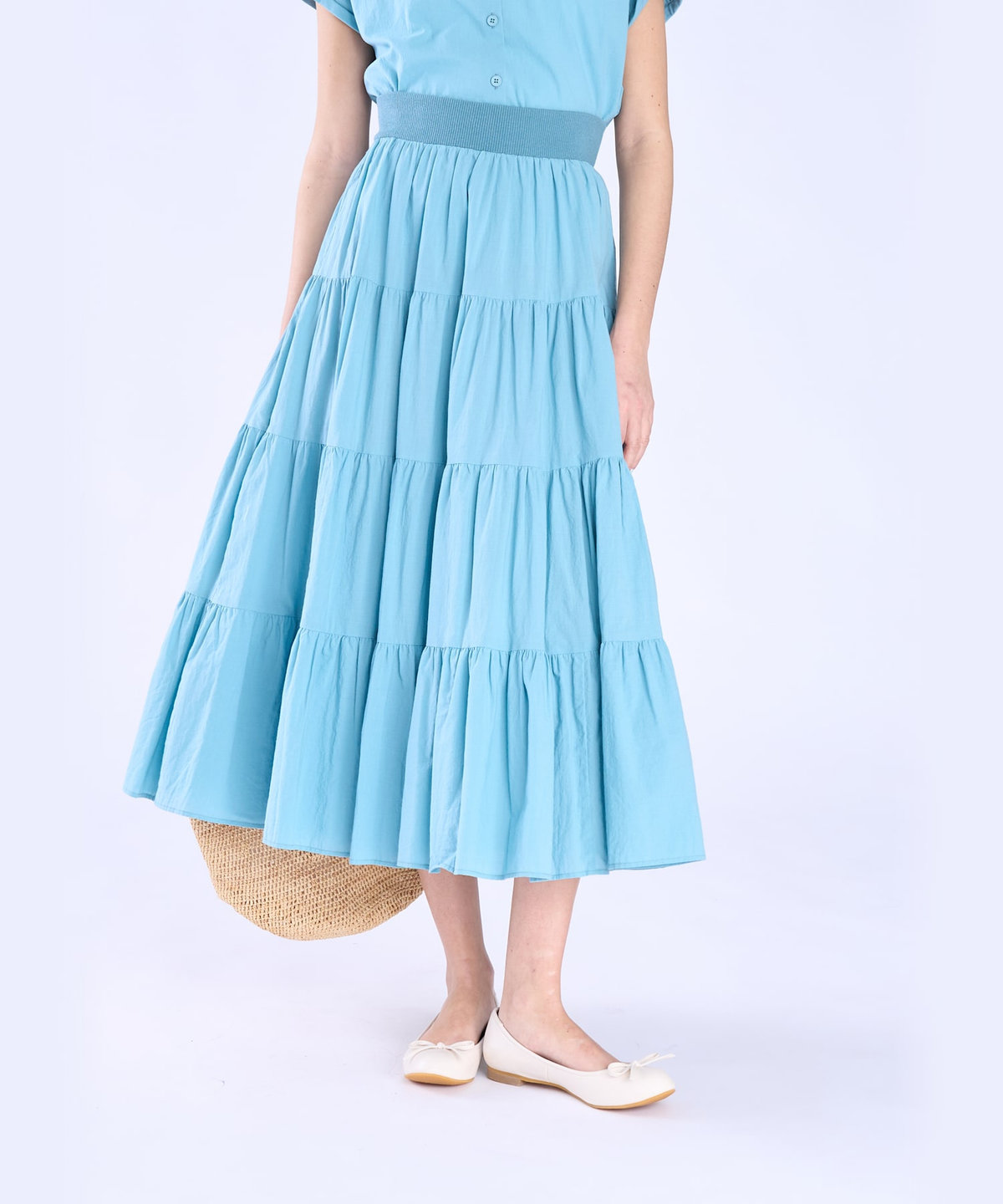 To b. by agnès b. コットン フォーティアード スカート ブルー系その他