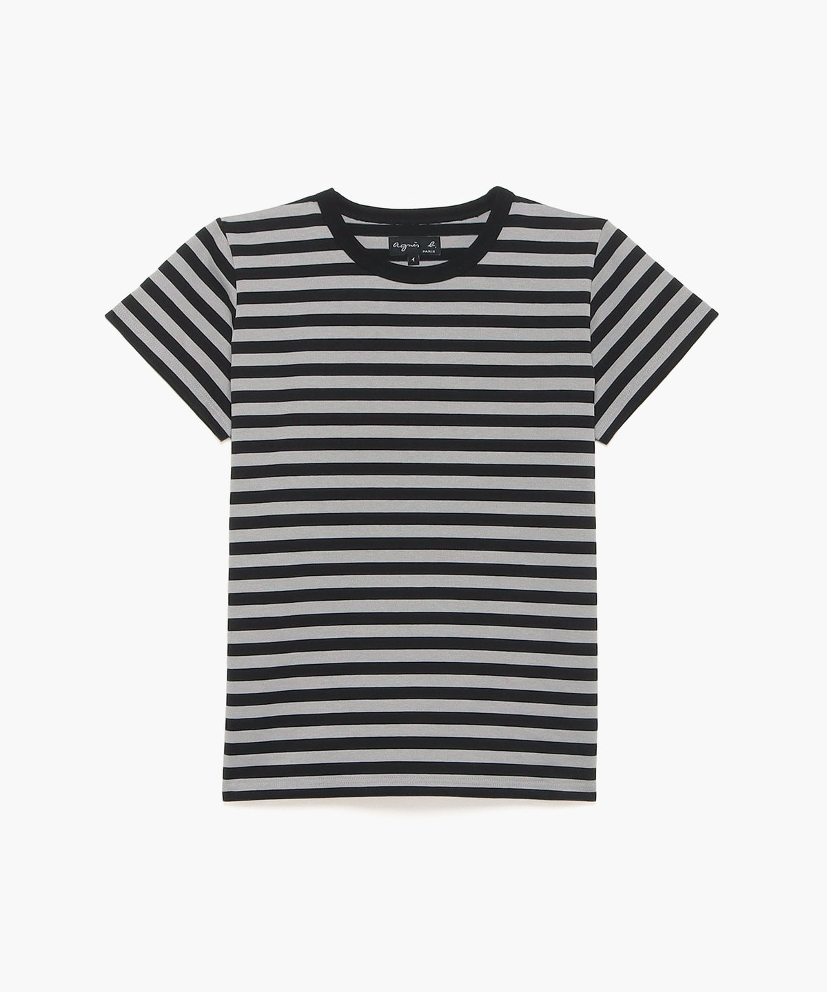 FEMME ウィメンズ 細ボーダー コットン 半袖Tシャツ "Brando" エクリュ×ブラック