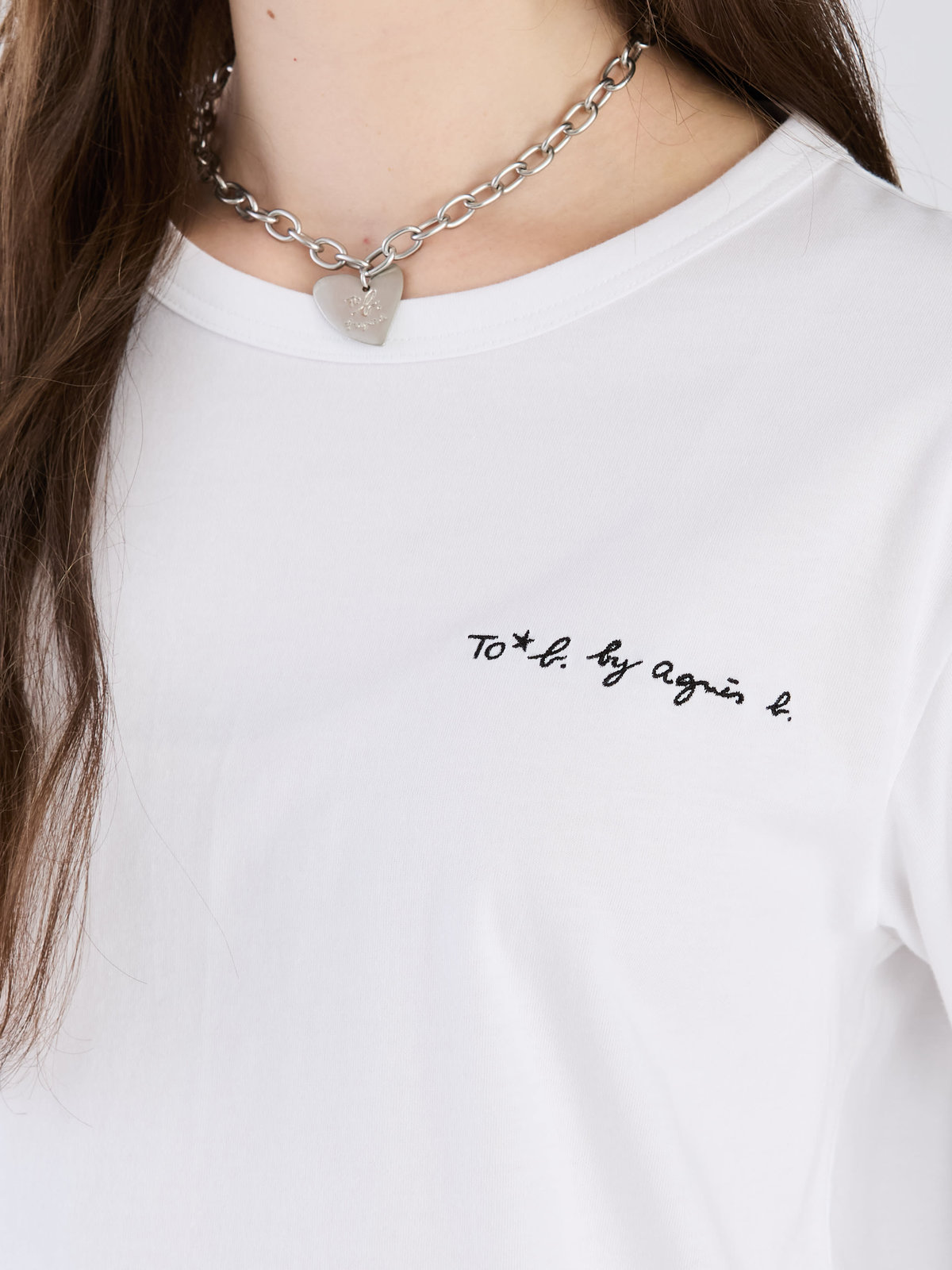 To b. by agnès b. 【Outlet】To b. by agnes b.× green label relaxing オーガニックコットン ロゴ ロングスリーブTシャツ ホワイト
