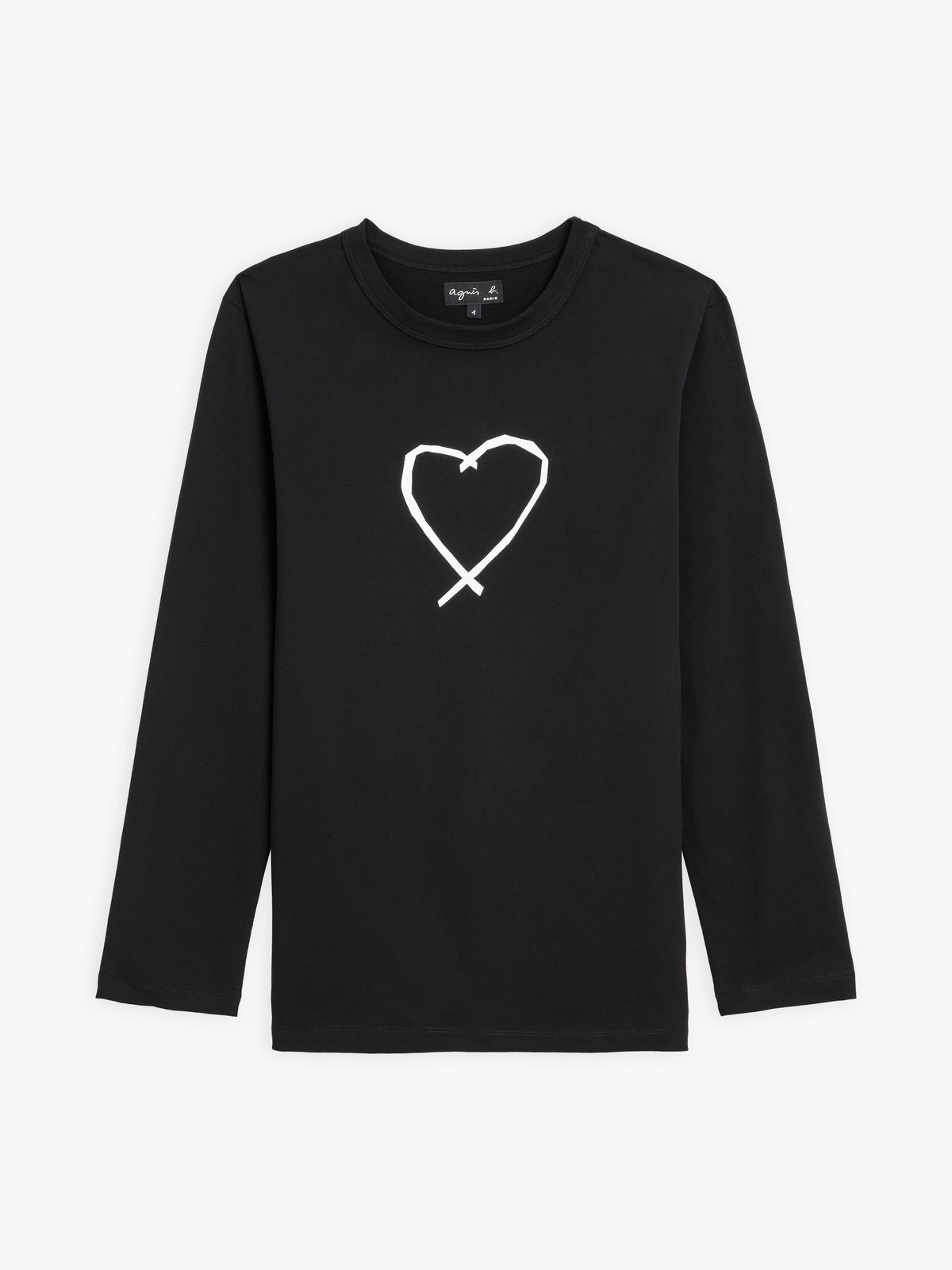 FEMME ウィメンズ アイコニック プリント コットン 長袖 Tシャツ "Sarajevo heart" ブラック
