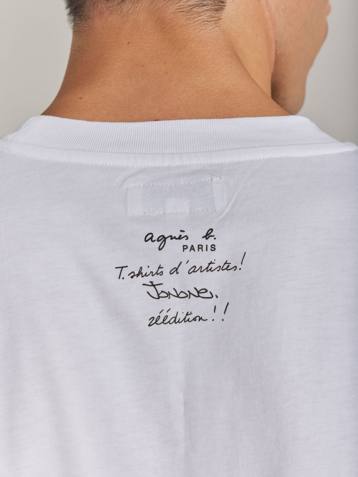 HOMME メンズ プリント コットン 半袖 アーティスト Tシャツ ”JonOne” ホワイト