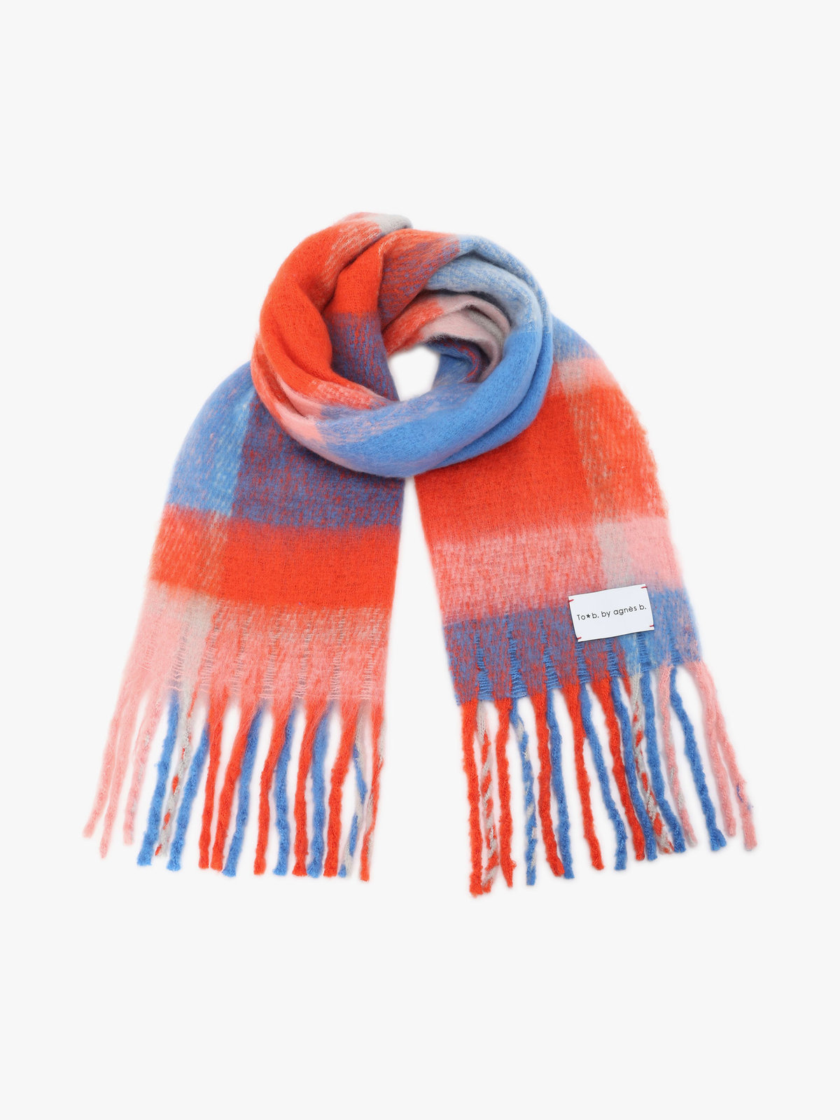 To b. by agnès b. ブロックチェック マフラー オレンジ