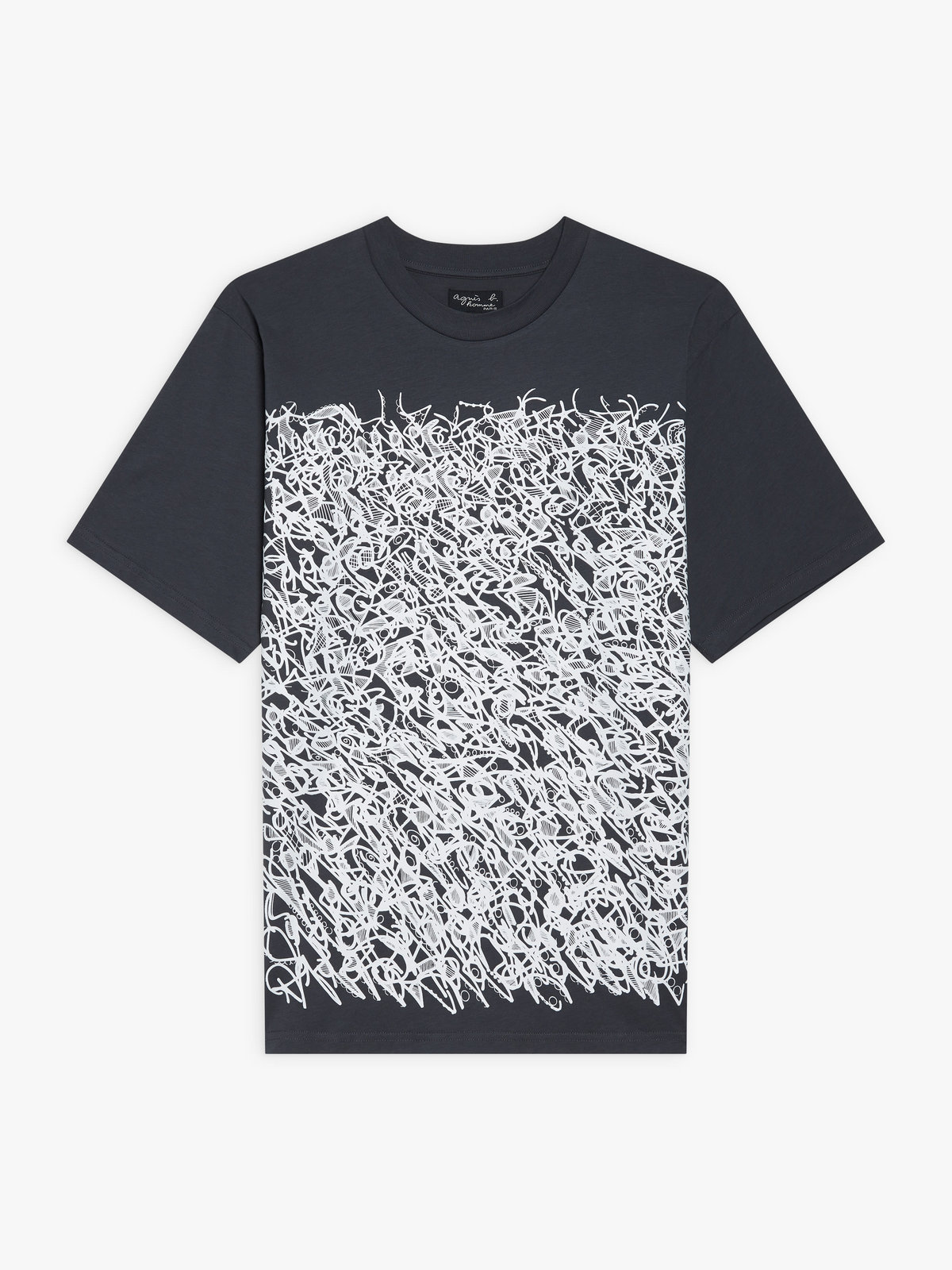 HOMME メンズ プリント コットン 半袖 アーティスト Tシャツ ”JonOne” グレー