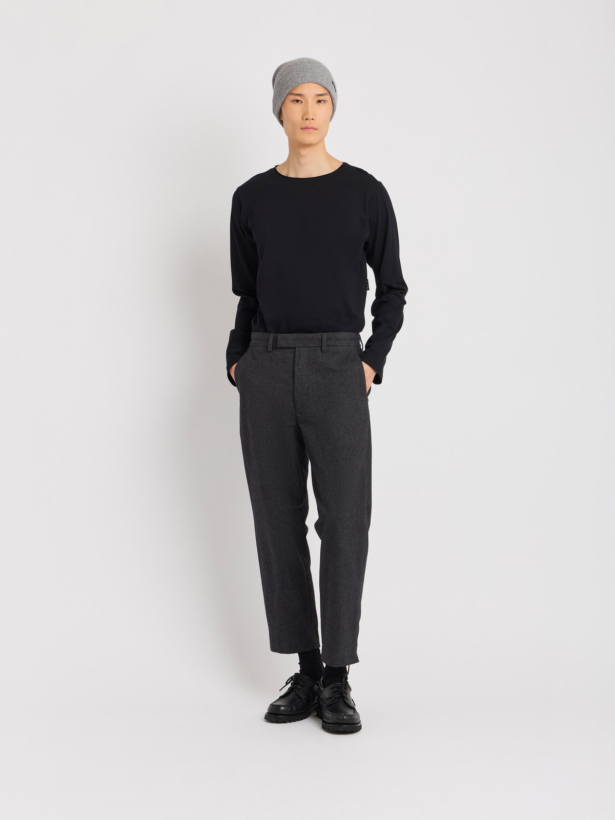 HOMME メンズ メンズ ヘリンボーン コットン パンツ グレー
