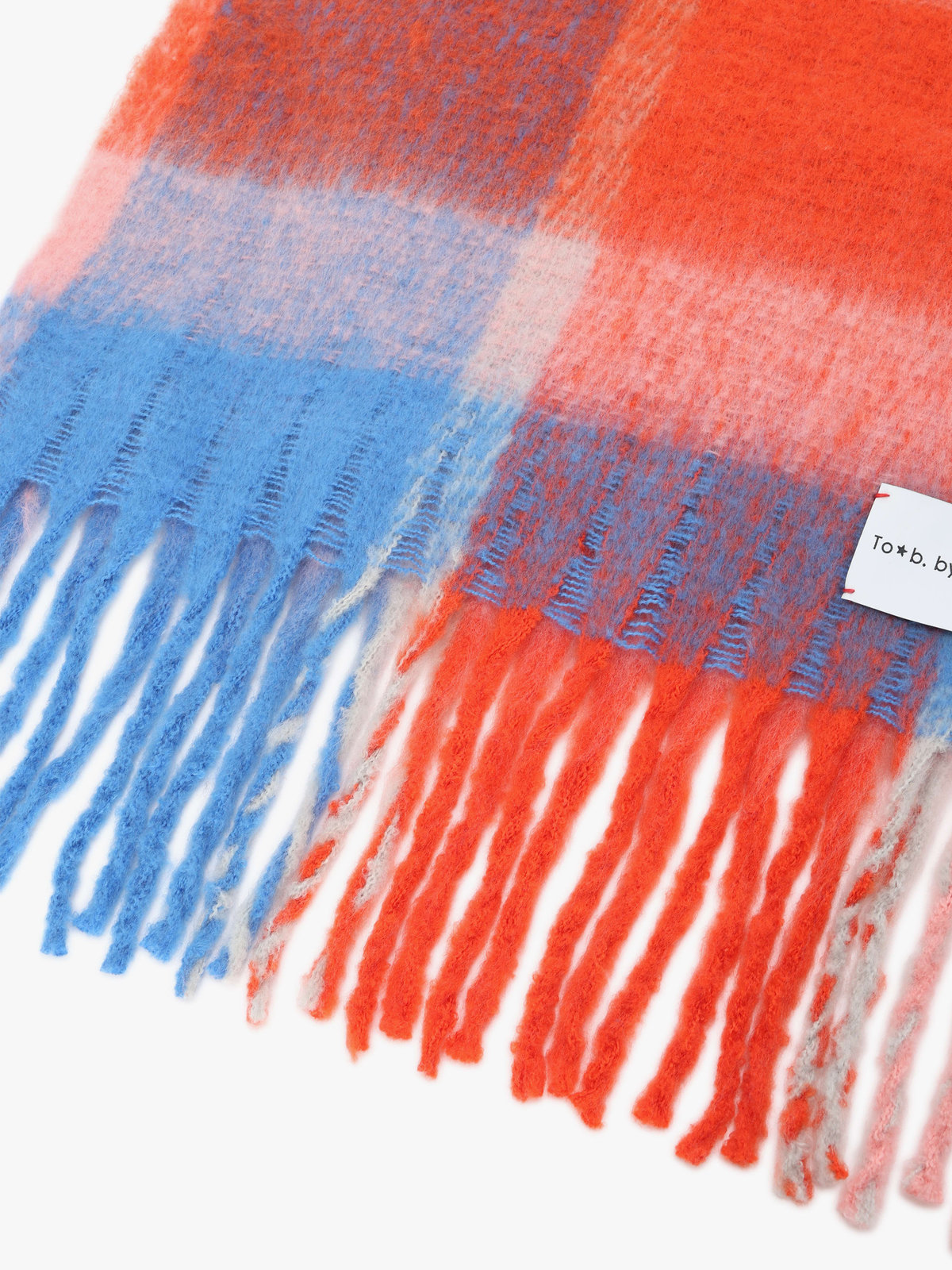 To b. by agnès b. ブロックチェック マフラー オレンジ