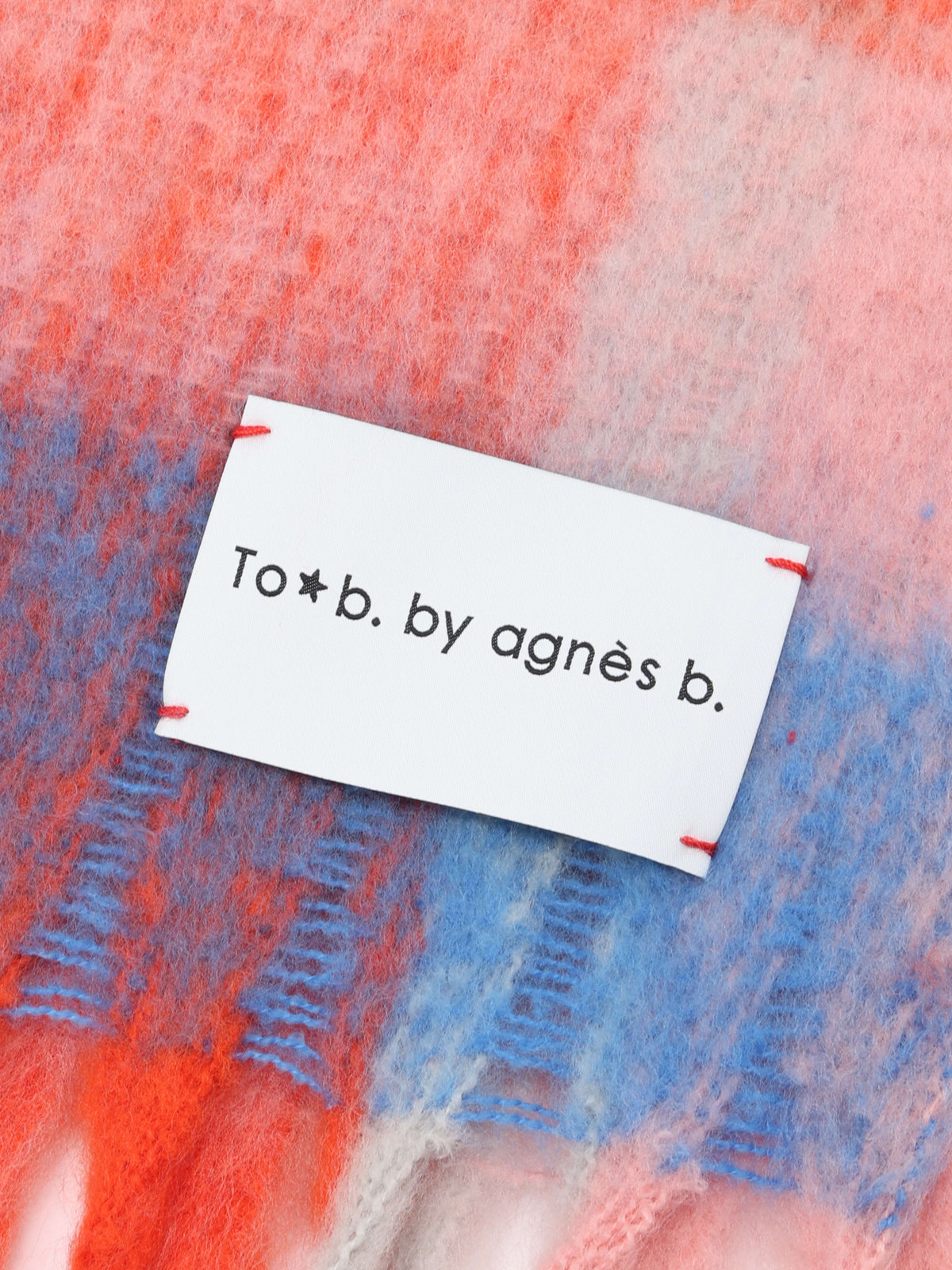 To b. by agnès b. ブロックチェック マフラー オレンジ