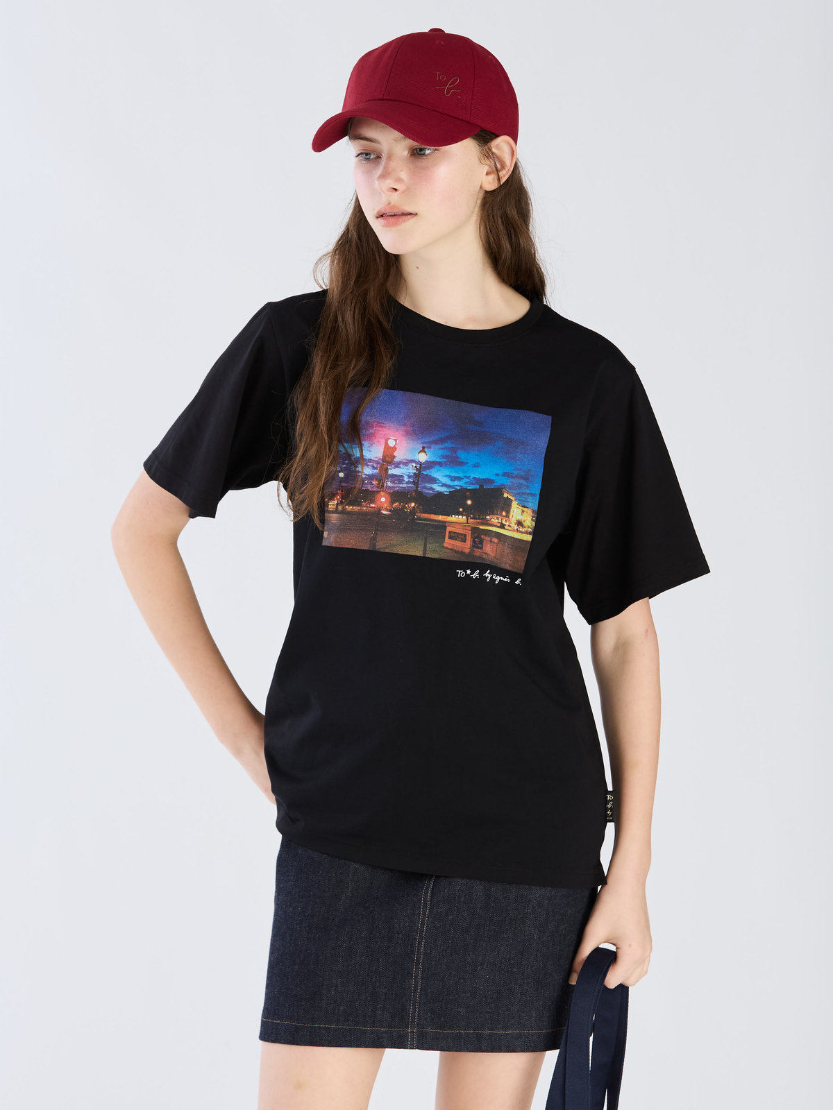 To b. by agnès b. 【Outlet】To b. by agnes b.× green label relaxing オーガニックコットン フォトプリント Tシャツ ブラック