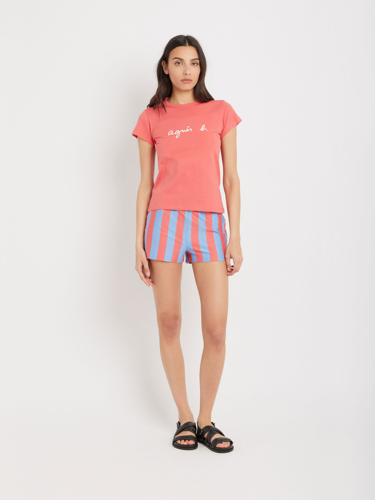 FEMME ウィメンズ ロゴプリント コットン 半袖 Tシャツ "Brando" ピンク