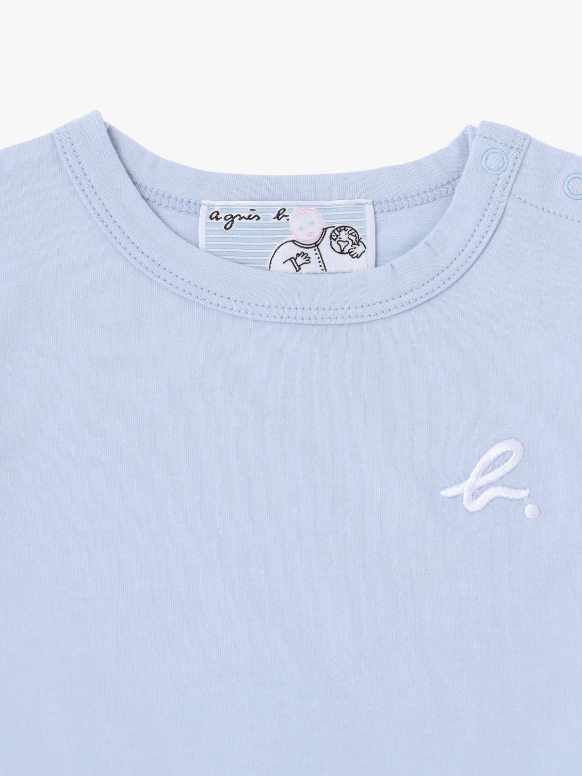 ENFANT ベビー ベビー "b."ロゴ プリント コットン 半袖 ドッキング コンビネゾン ネイビー