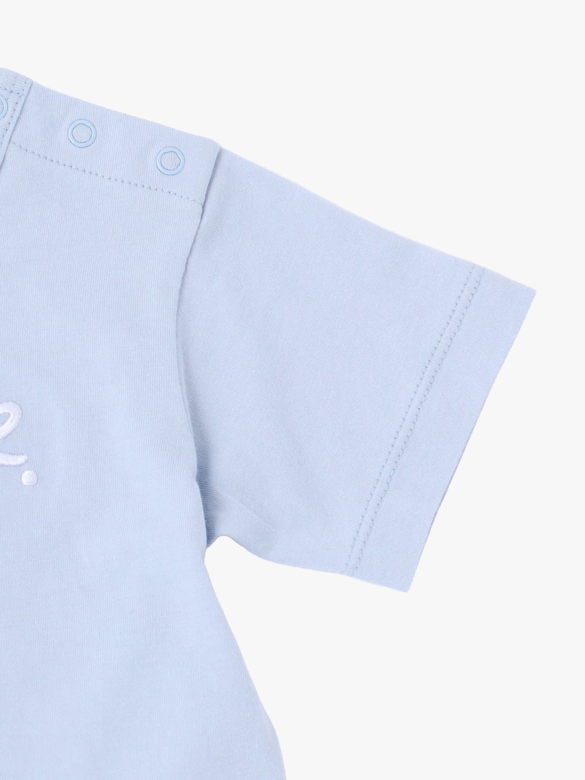 ENFANT ベビー ベビー "b."ロゴ プリント コットン 半袖 ドッキング コンビネゾン ネイビー