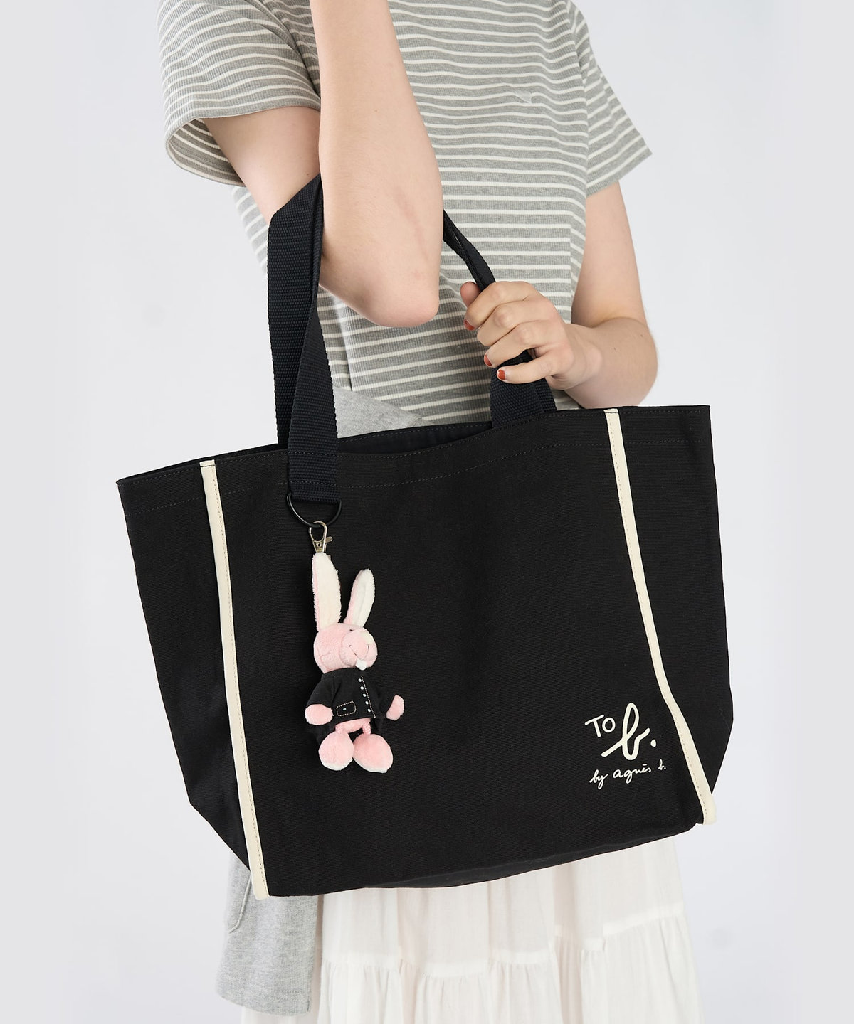 To b. by agnès b. To b. by agnes b.× green label relaxing コットン パイピング トートバッグ ブラック