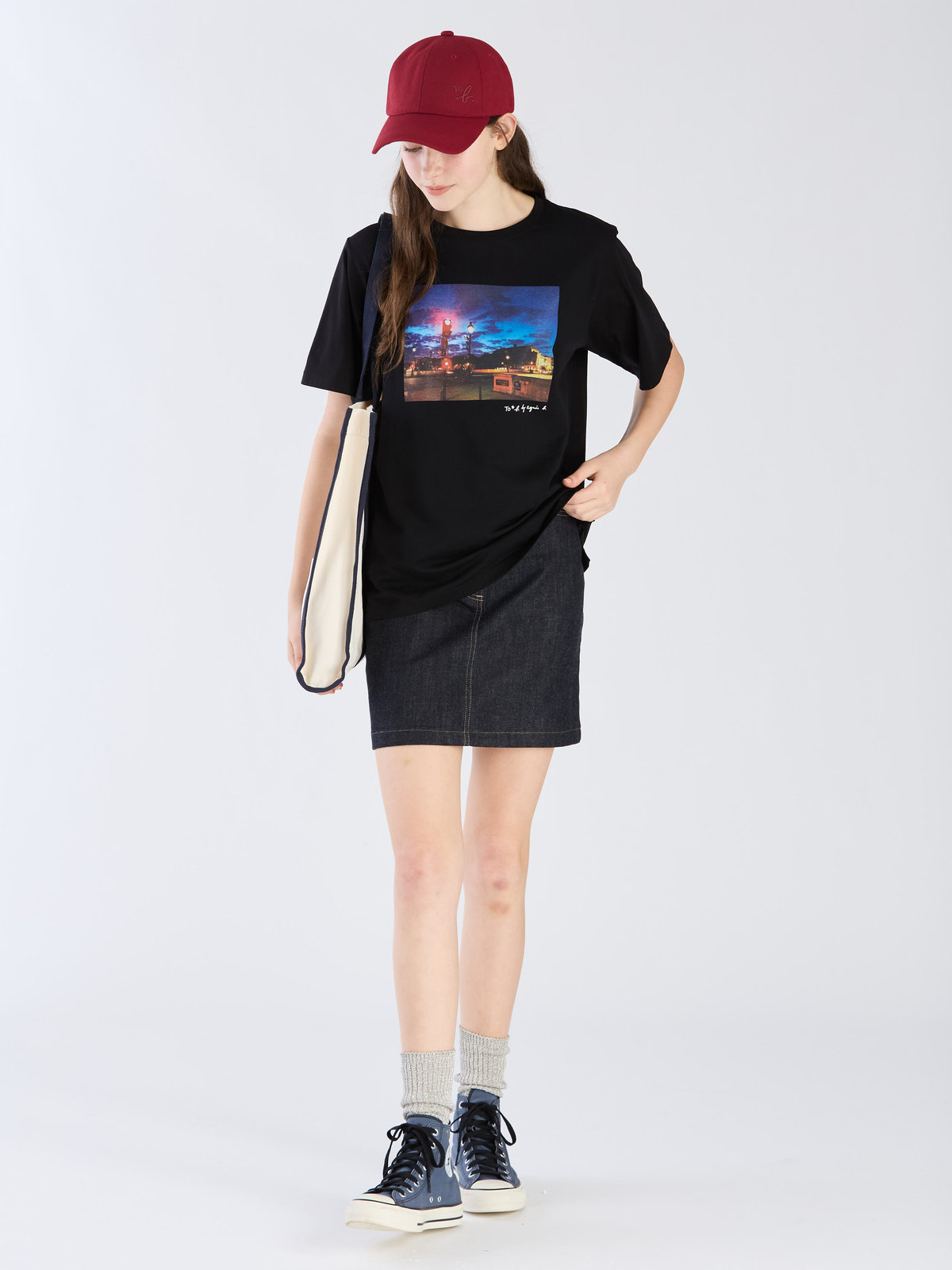 To b. by agnès b. 【Outlet】To b. by agnes b.× green label relaxing オーガニックコットン フォトプリント Tシャツ ブラック