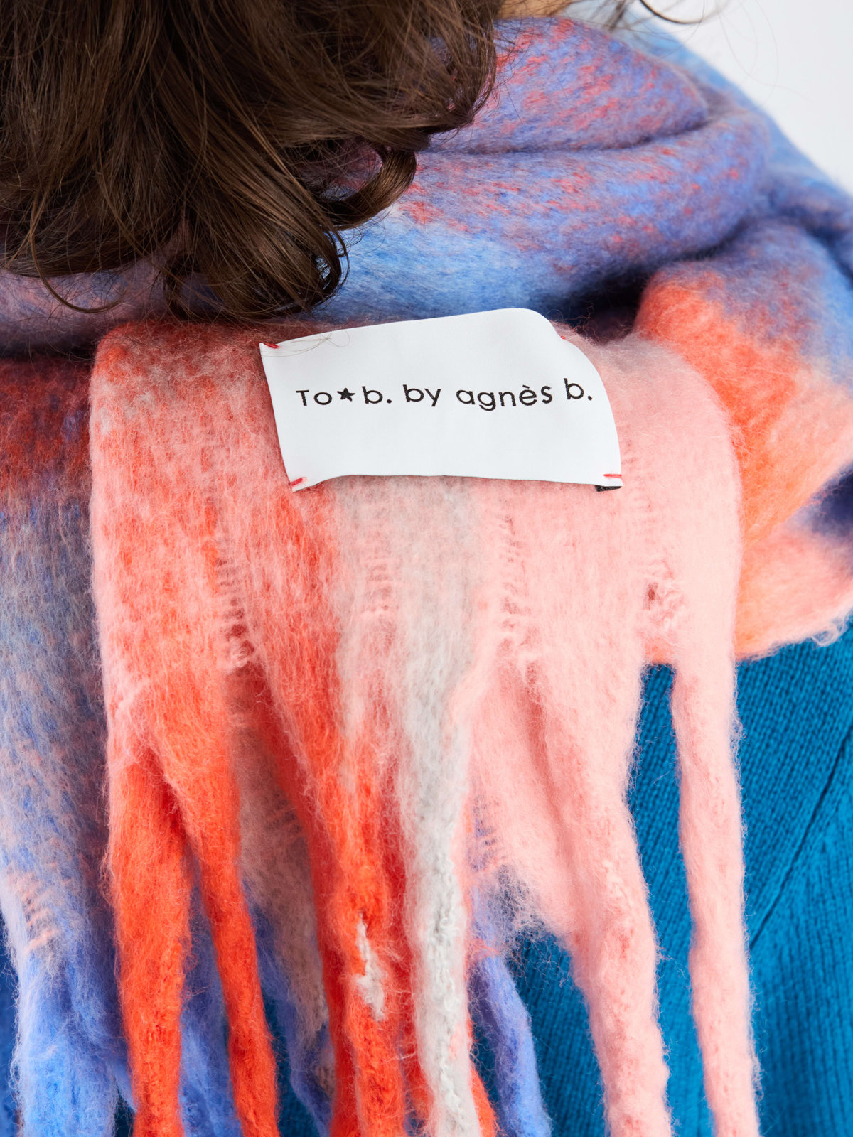 To b. by agnès b. ブロックチェック マフラー オレンジ