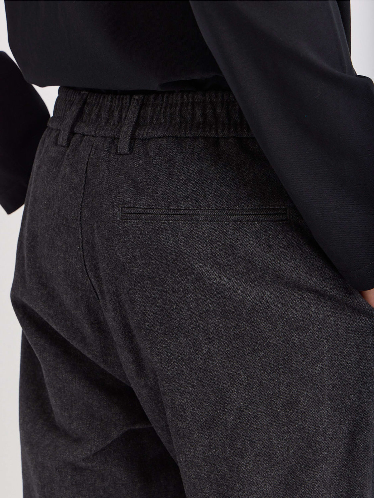 HOMME メンズ メンズ ヘリンボーン コットン パンツ グレー