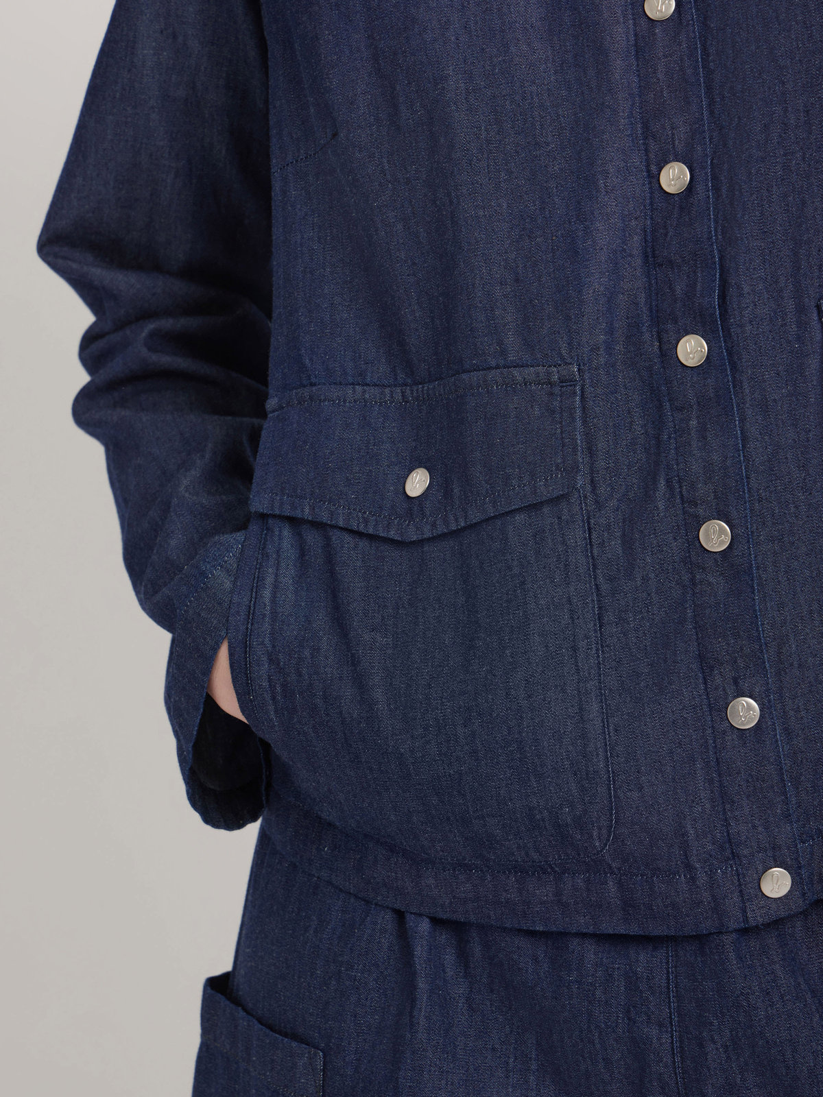 FEMME ウィメンズ デニム 長袖 シャツカーディガン ネイビー