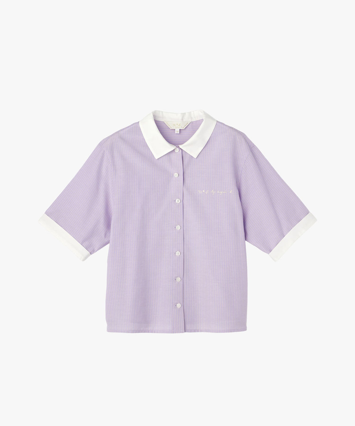 To b. by agnès b. ロゴ プリント ストライプ ハーフスリーブ シャツ パープル系その他