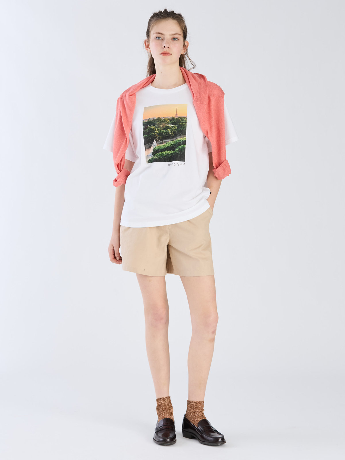 To b. by agnès b. 【Outlet】To b. by agnes b.× green label relaxing オーガニックコットン フォトプリント Tシャツ ホワイト