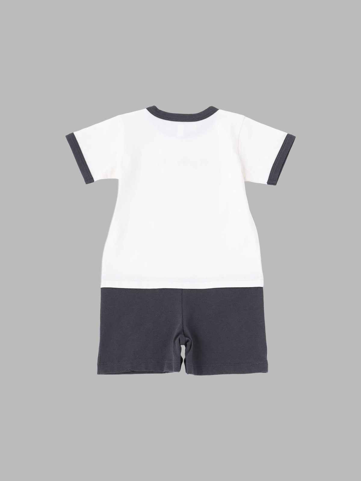 ENFANT ベビー ベビー ロゴ 刺繍 コットン 半袖 コンビネゾン ホワイト