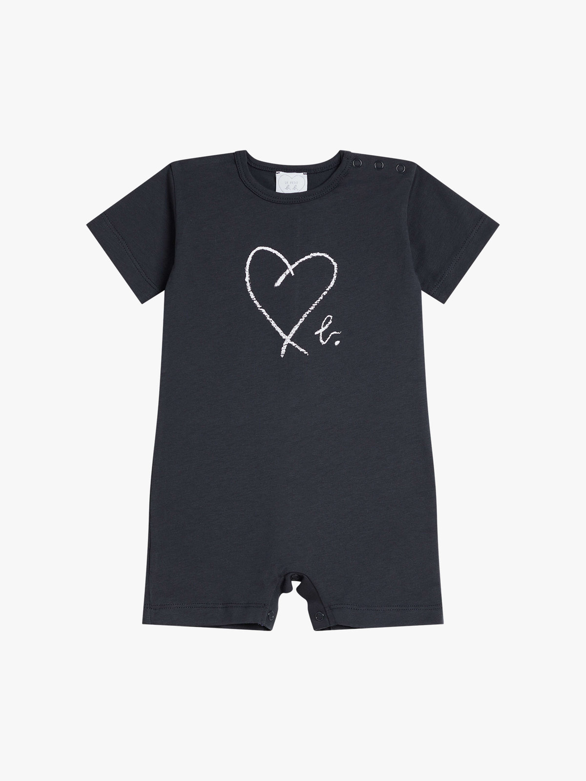 ENFANT ベビー ベビー  "b."ロゴ ハート プリント コットン 半袖 ロンパース " Lollie" グレー