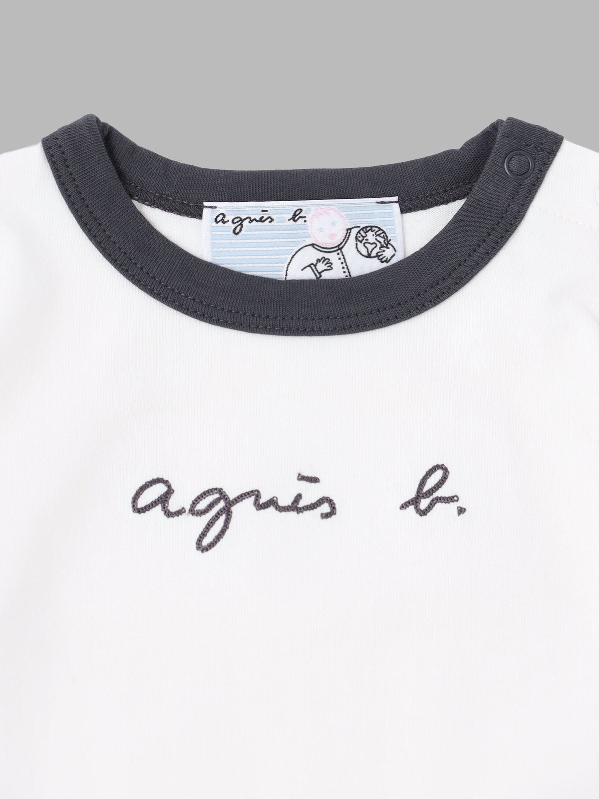 ENFANT ベビー ベビー ロゴ 刺繍 コットン 半袖 コンビネゾン ホワイト