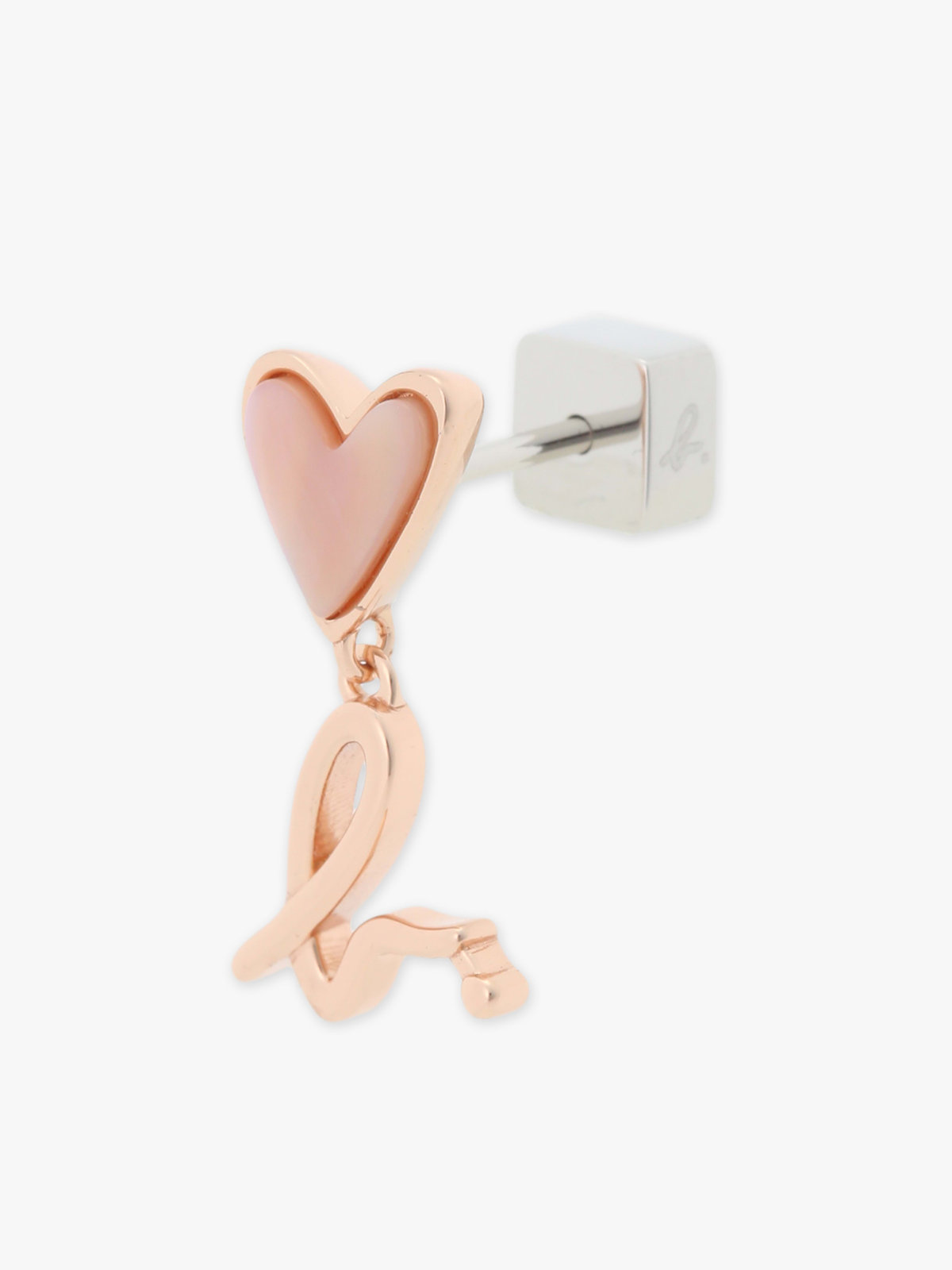 FEMME ウィメンズ ”b.” ロゴ ハート ドロップ ピアス ”b. Loved” ピンクベージュ