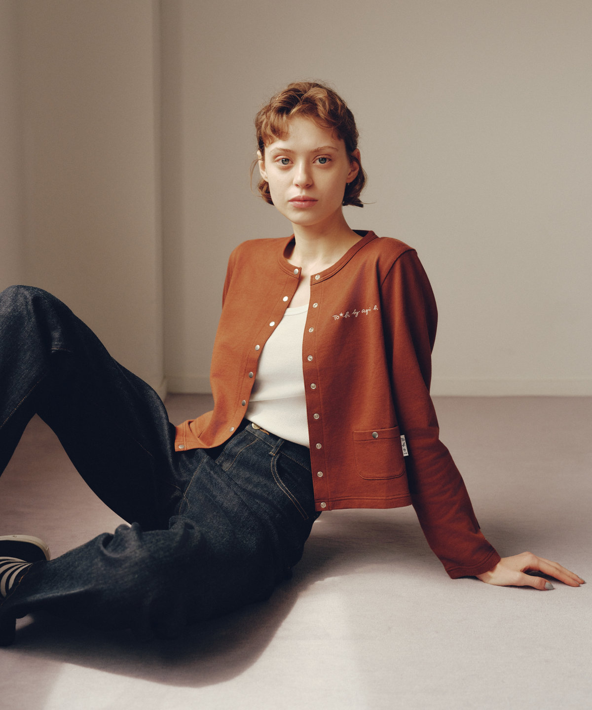 To b. by agnès b. To b. by agnes b.× green label relaxing オーガニックコットン ニュートラディショナルカーディガン ブラウン