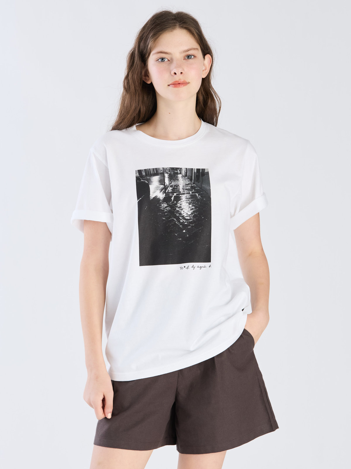 To b. by agnès b. 【Outlet】To b. by agnes b.× green label relaxing オーガニックコットン フォトプリント Tシャツ ホワイト