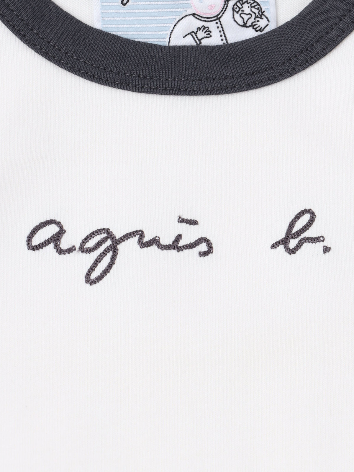 ENFANT ベビー ベビー ロゴ 刺繍 コットン 半袖 コンビネゾン ホワイト