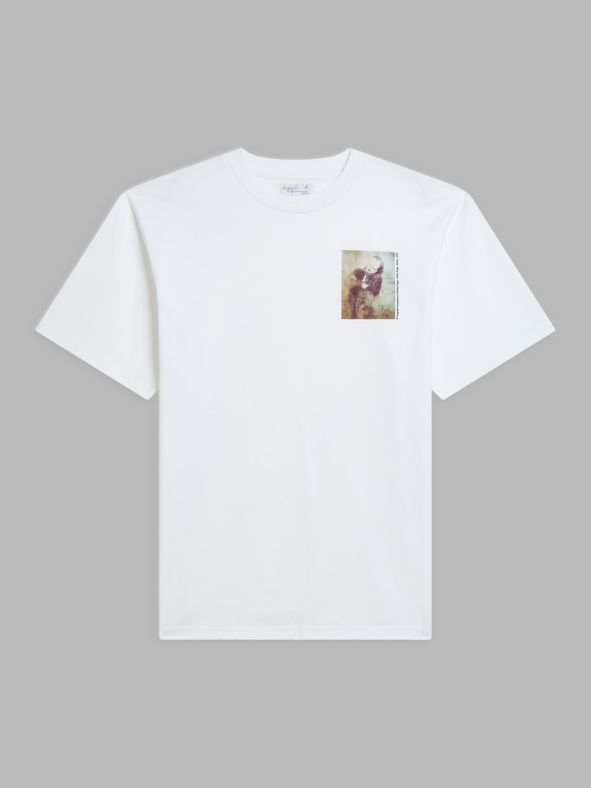 HOMME メンズ 【Outlet】メンズ オーガニックコットン プリント 半袖 Tシャツ ”Victor Hugo” ホワイト