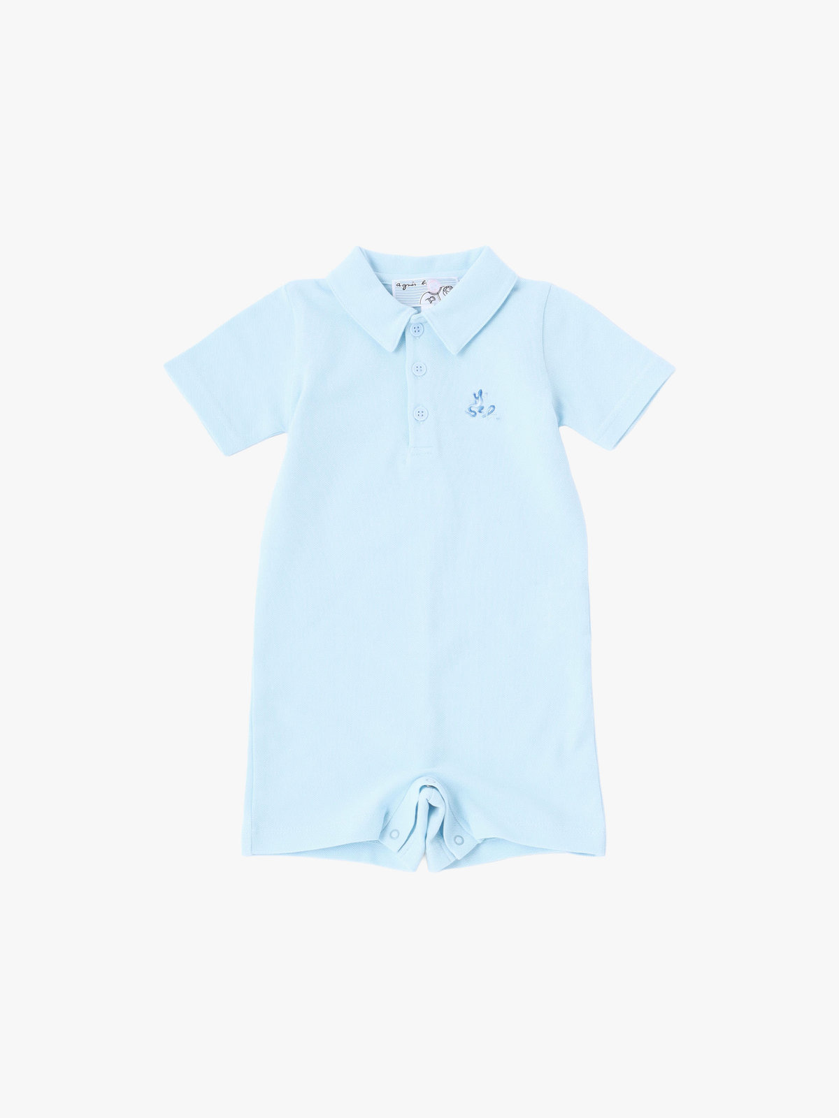 ENFANT ベビー ベビー "b." ロゴ 刺繍 コットン 半袖 ロンパース "Lezard" ブルー系その他