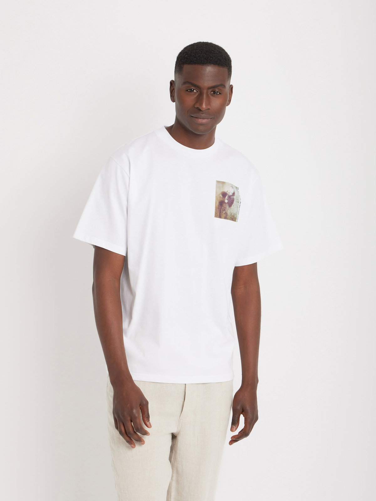 HOMME メンズ 【Outlet】メンズ オーガニックコットン プリント 半袖 Tシャツ ”Victor Hugo” ホワイト