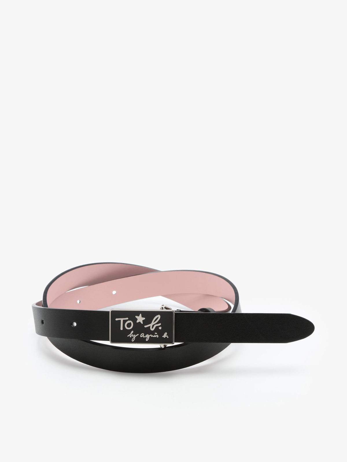 To b. by agnès b. ロゴバックル レザー ベルト ブラック