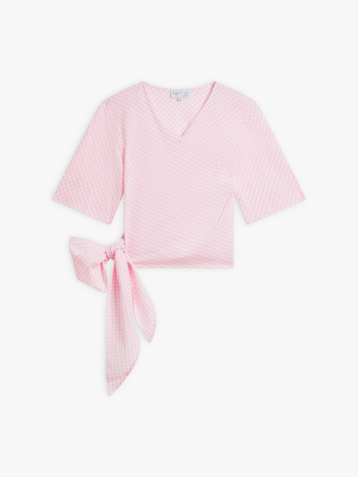 FEMME ウィメンズ 【Outlet】ギンガムチェック コットン 半袖 カシュクール トップス ピンク