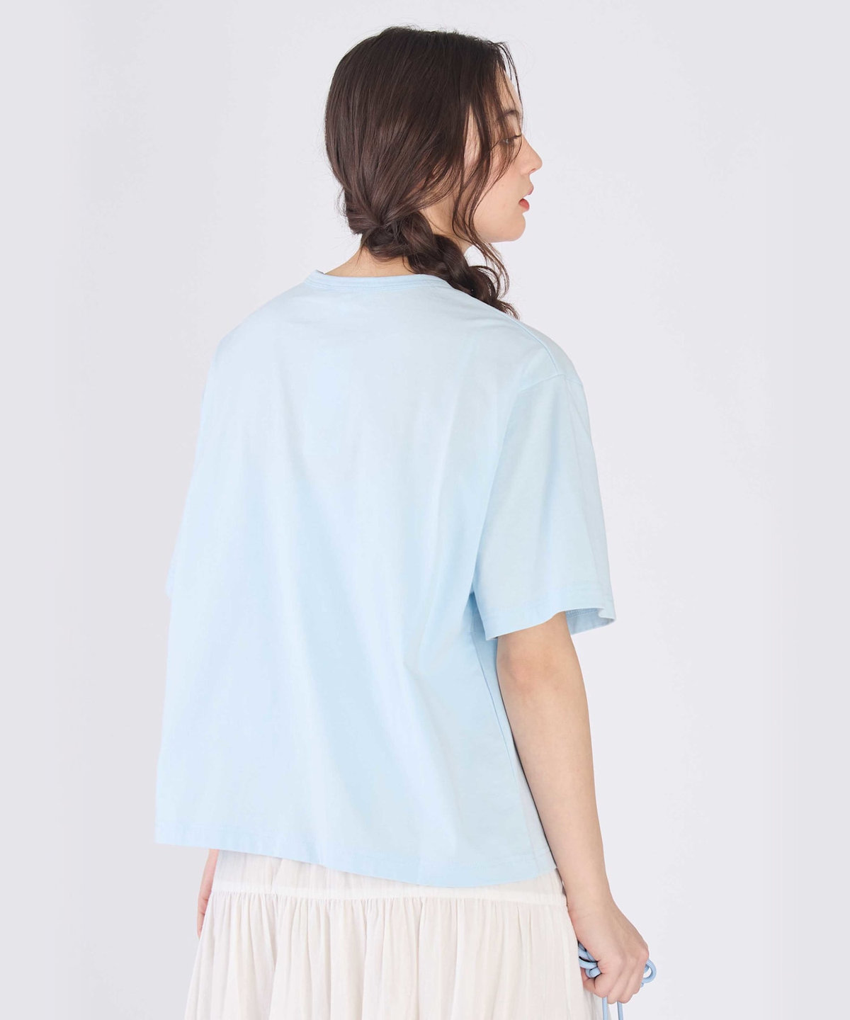To b. by agnès b. ロゴ パフプリント コットン 半袖 Tシャツ ブルー