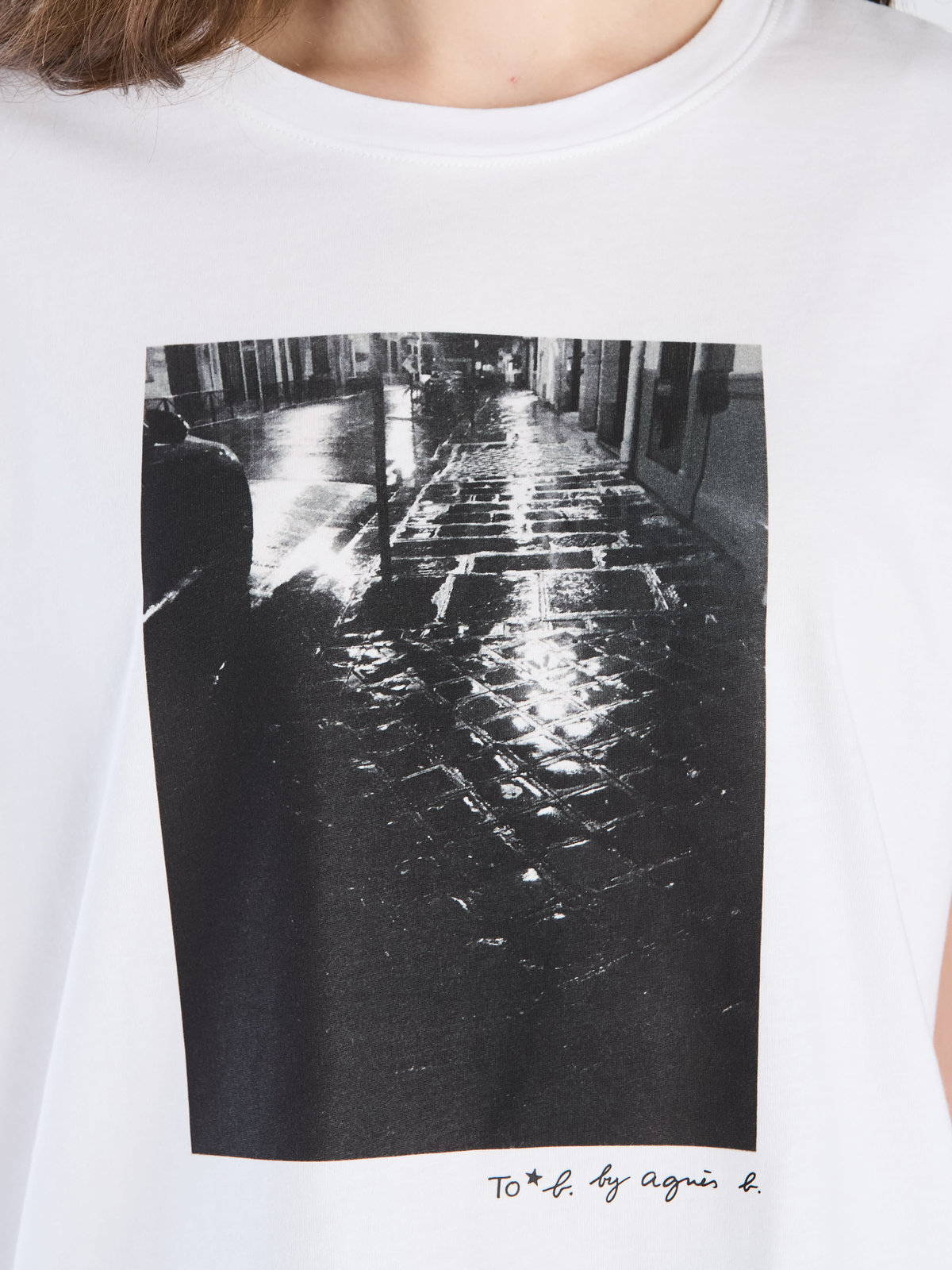 To b. by agnès b. 【Outlet】To b. by agnes b.× green label relaxing オーガニックコットン フォトプリント Tシャツ ホワイト