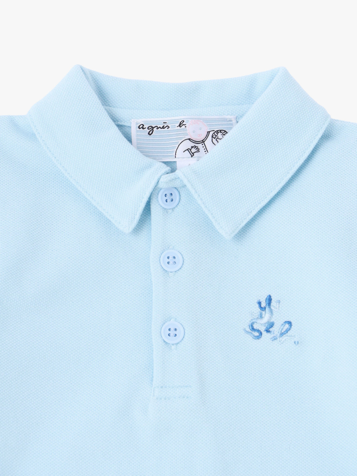 ENFANT ベビー ベビー "b." ロゴ 刺繍 コットン 半袖 ロンパース "Lezard" ブルー系その他