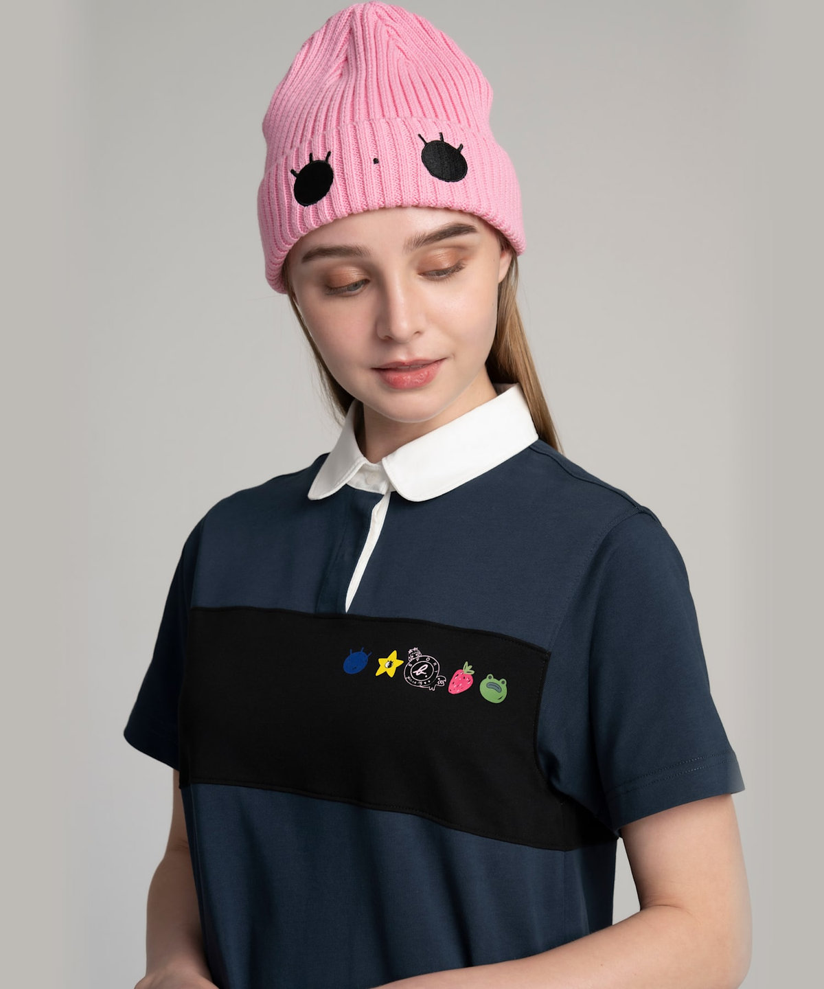 FEMME ウィメンズ SPORT b. 刺繍 コットン ビーニー "Jessica Ng" ピンク系その他