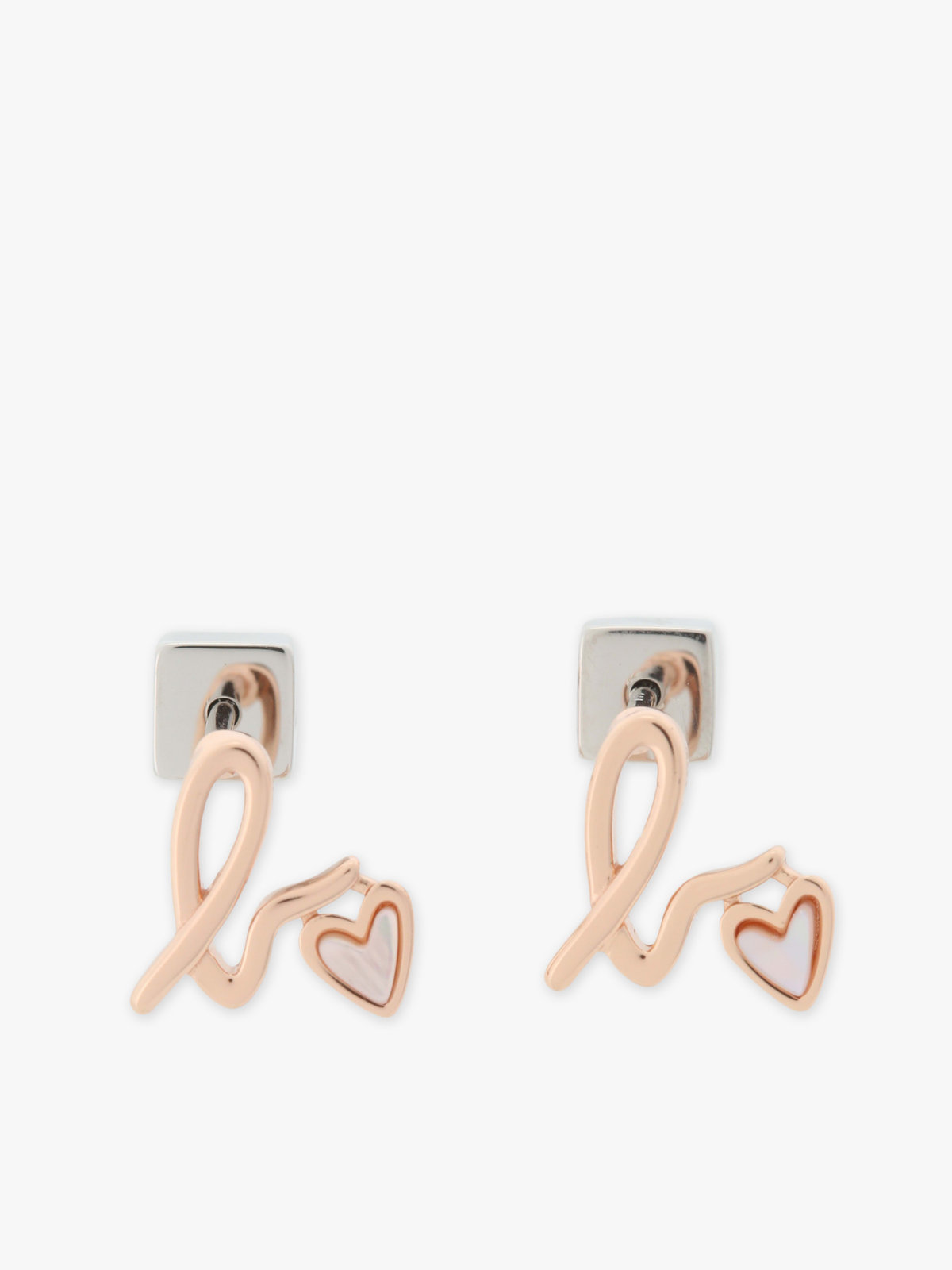 FEMME ウィメンズ ”b.” ロゴ ハート スタッズ ピアス ”b. Loved” ピンクベージュ