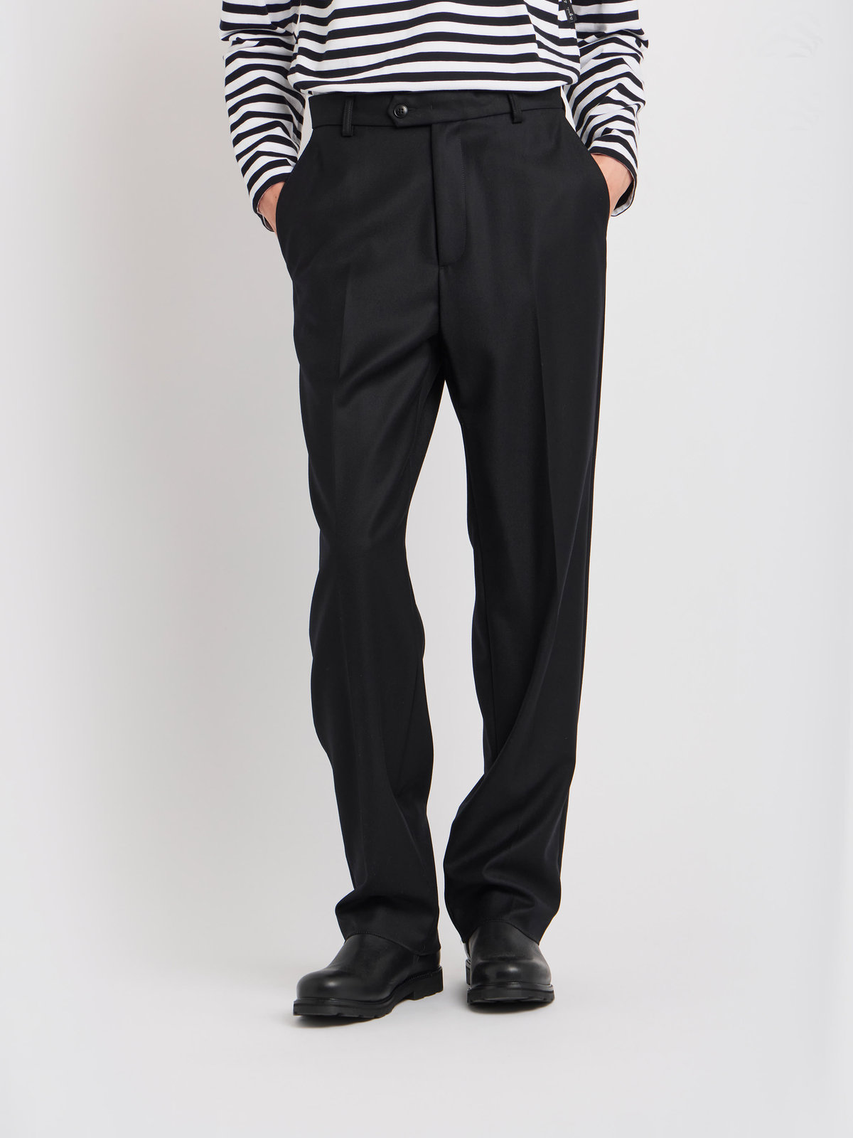 HOMME メンズ メンズ ウールギャバジン パンツ ブラック