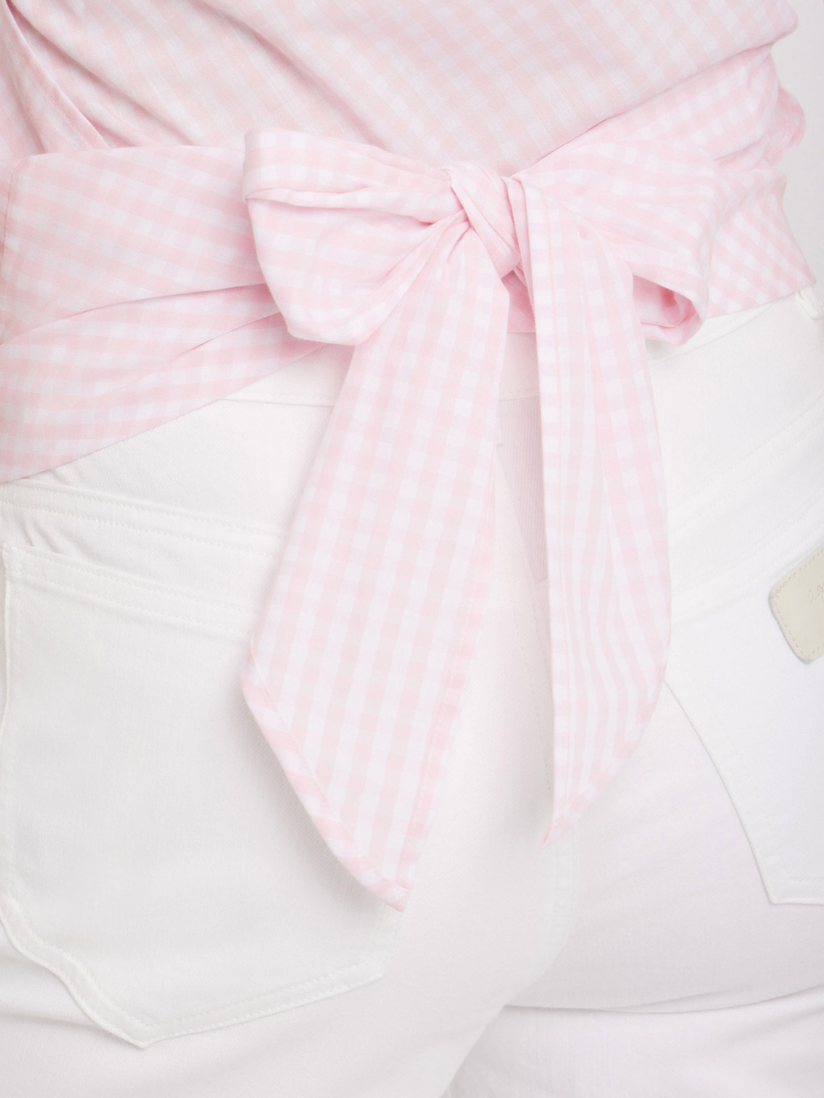 FEMME ウィメンズ 【Outlet】ギンガムチェック コットン 半袖 カシュクール トップス ピンク