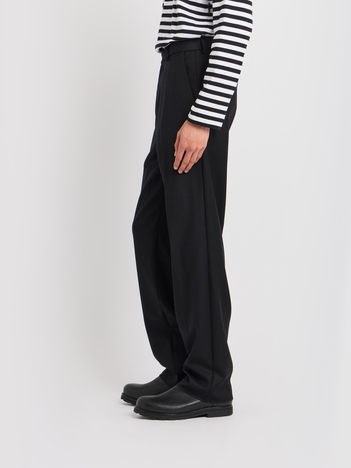 HOMME メンズ メンズ ウールギャバジン パンツ ブラック