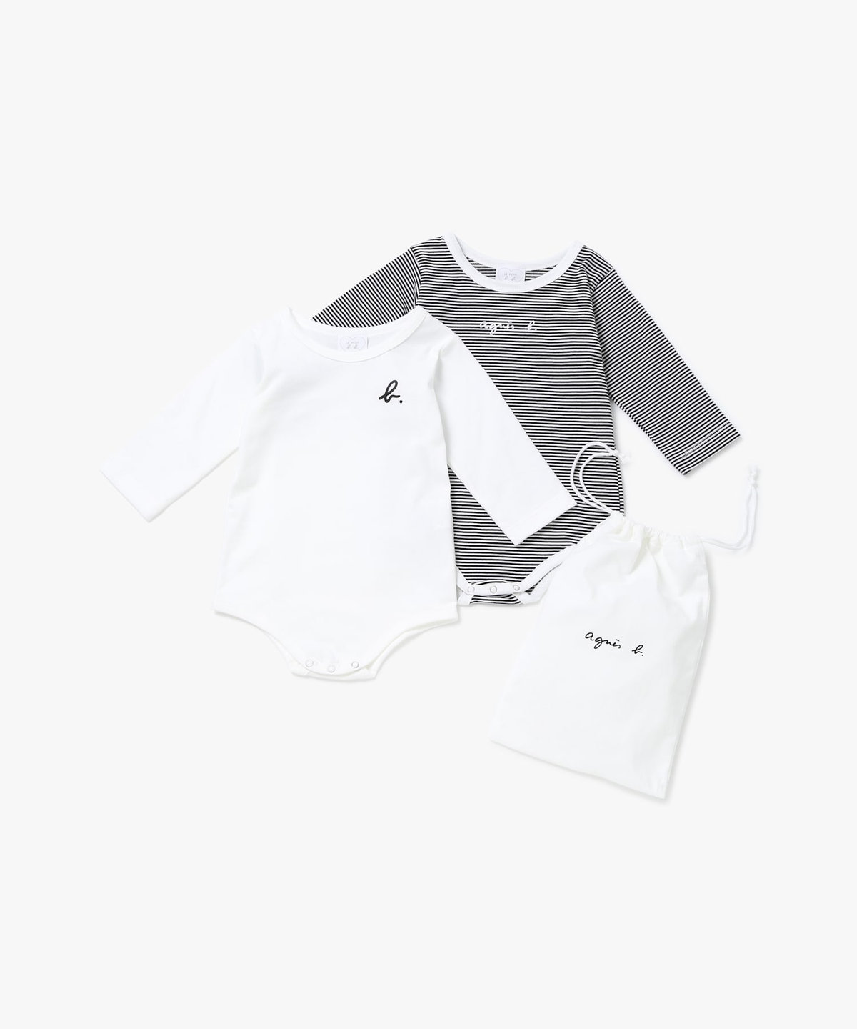 【新品タグ付き】アニエスベー ベビー ボーダー　2ans ベビー ”b．”ロゴ 細ボーダー 半袖 Tシャツ | agnes b. ENFANT