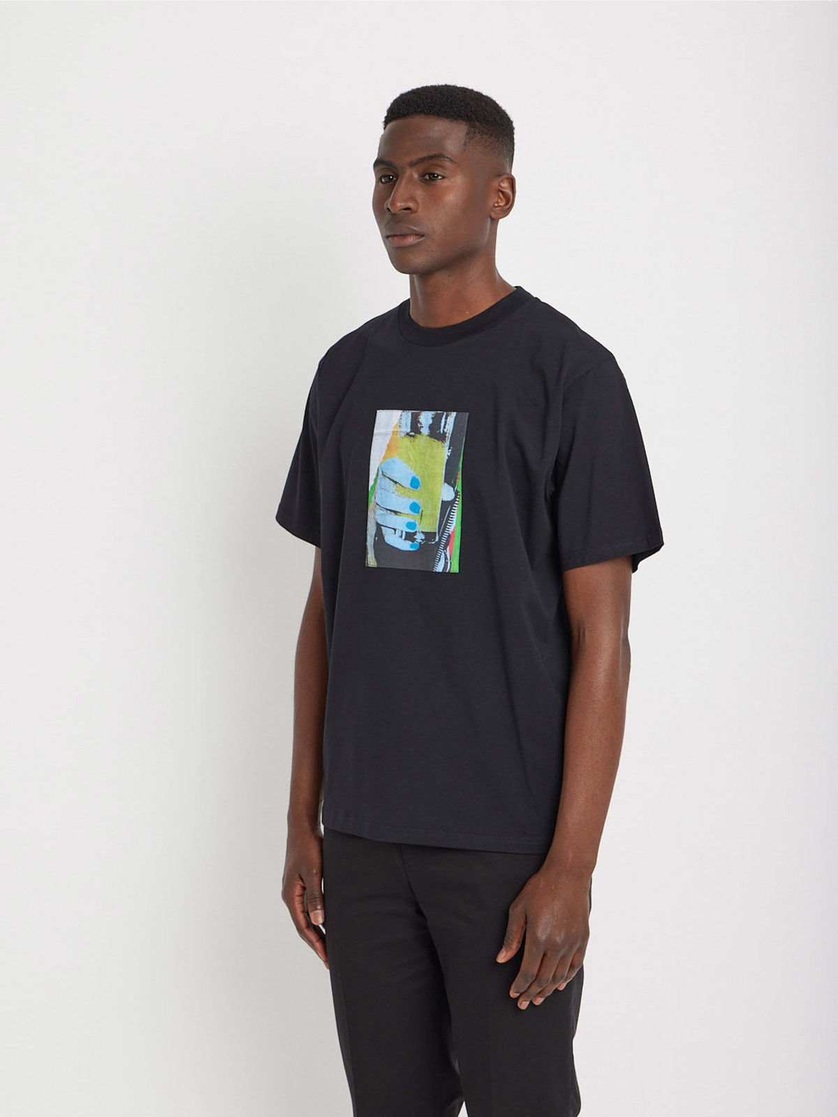 HOMME メンズ 【Outlet】メンズ オーガニックコットン フォトプリント 半袖 Tシャツ ブラック